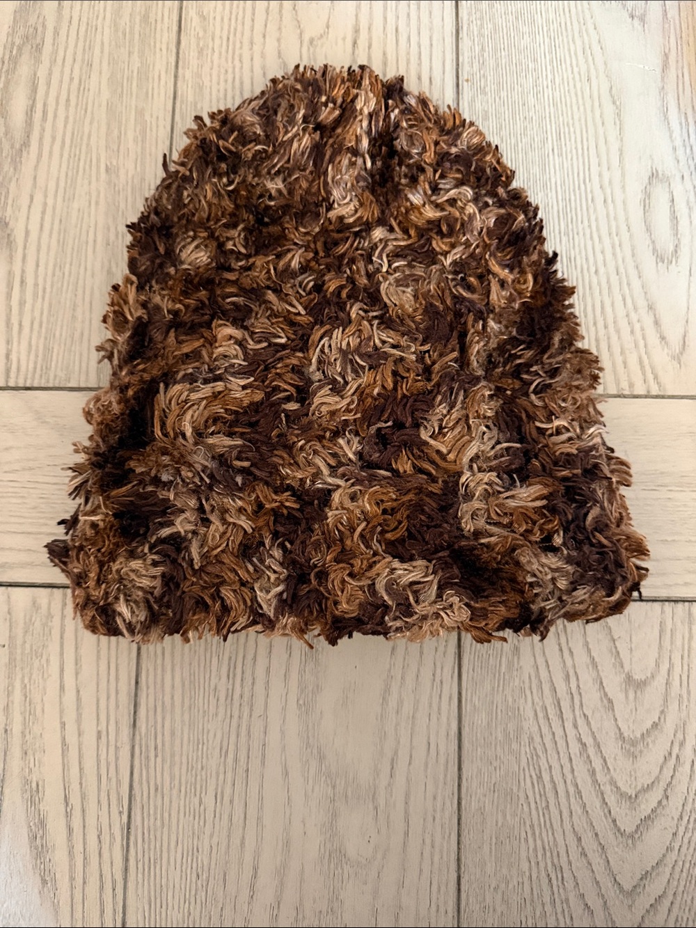 Plush Multi-Tone Brown Faux Fur Beanie - Women